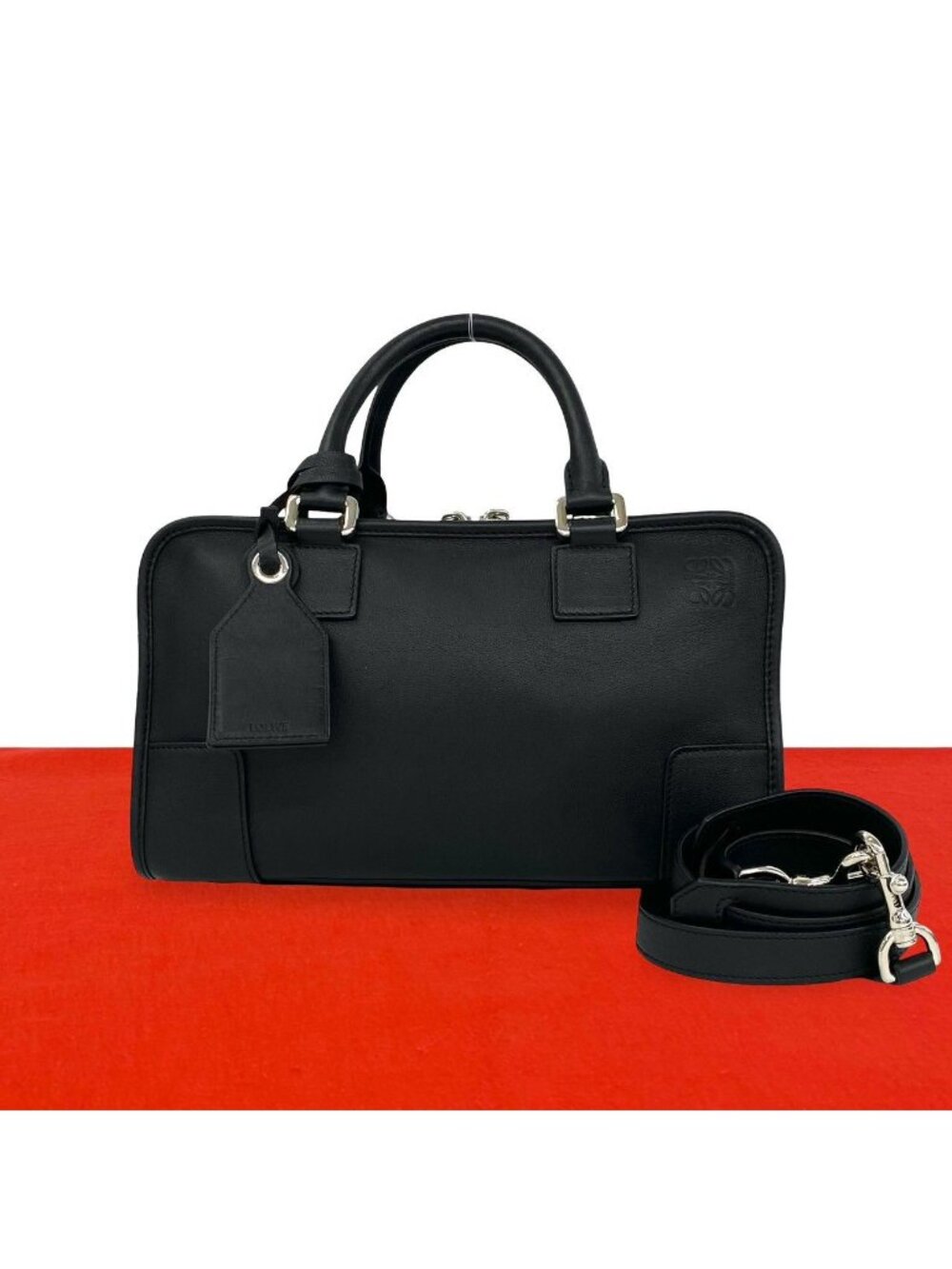 Loewe Amazona 28 Anagram Logo Leather 2-Way Shoulder Bag Mini Black